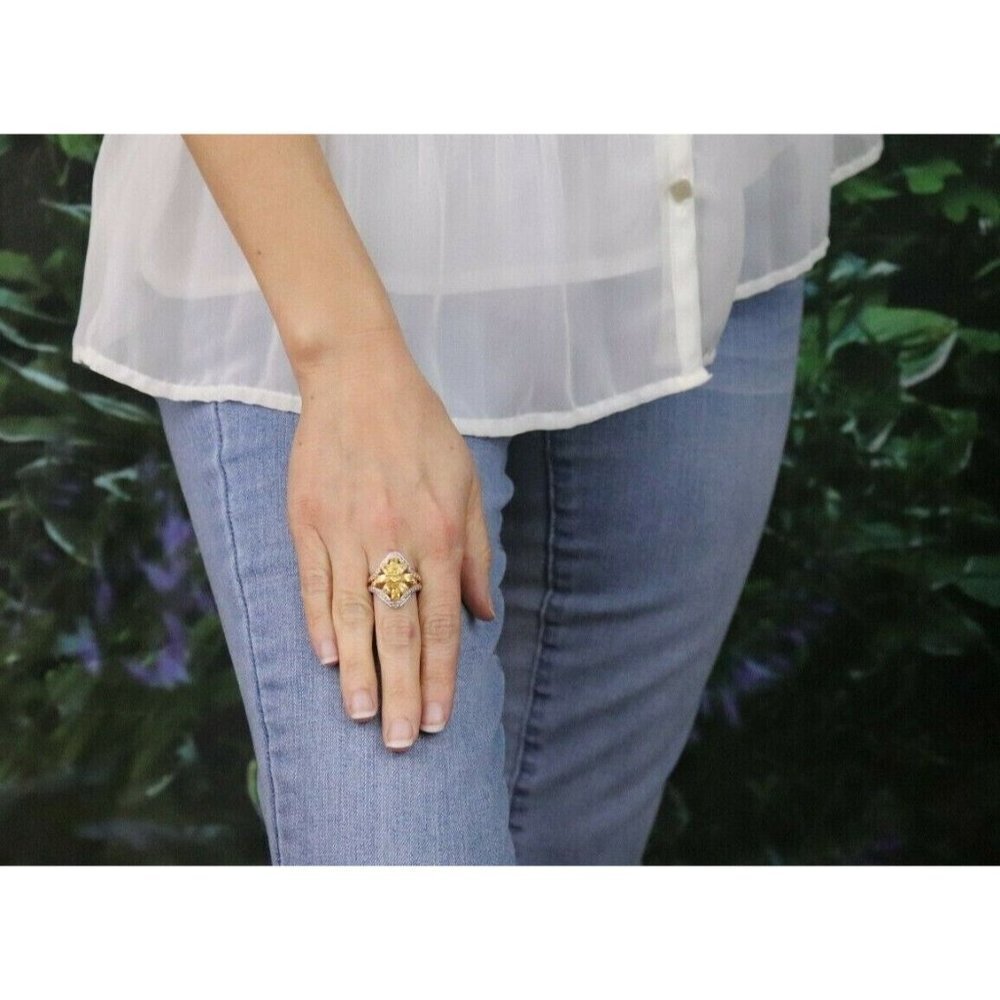 Gold over Sterling Silver Yellow CZ Ring Size 7 1/4 - Picture 3 of 7